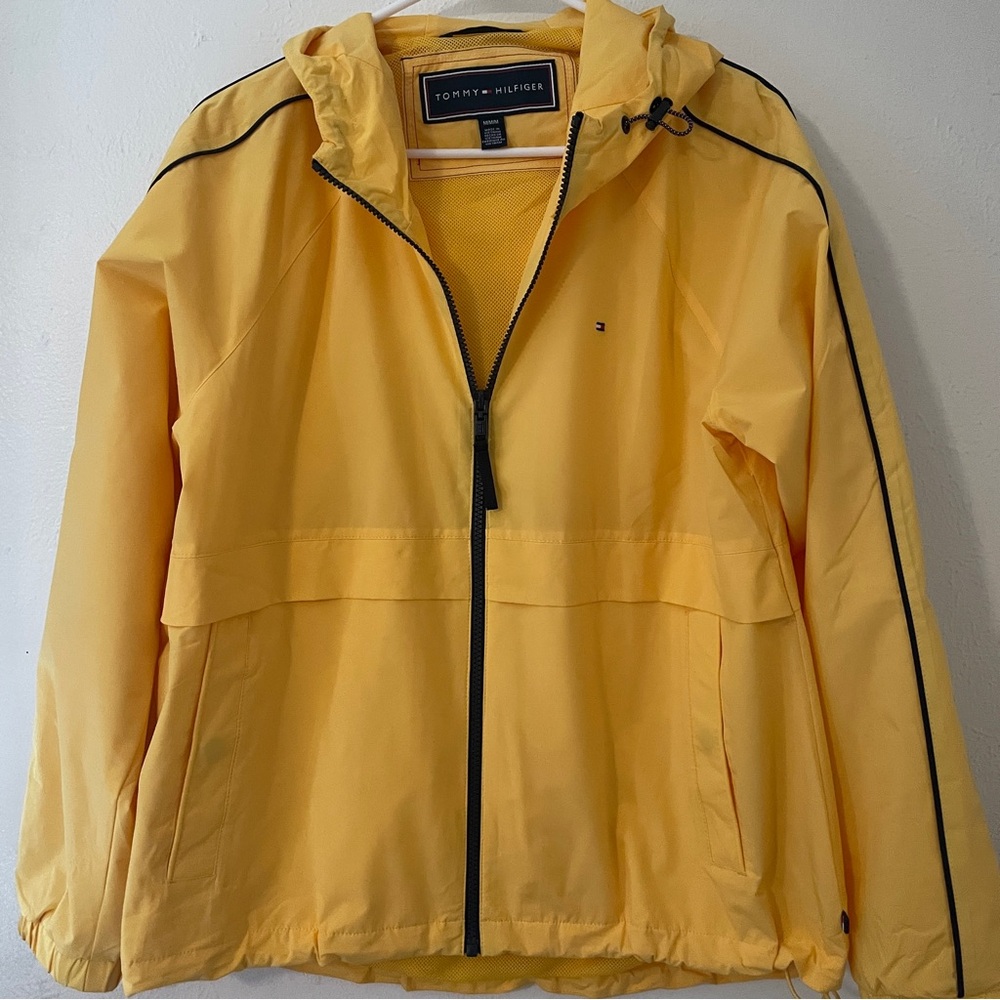 Tommy Hilfiger Yellow Hooded Sailing Windbreaker Jacket Size Medium